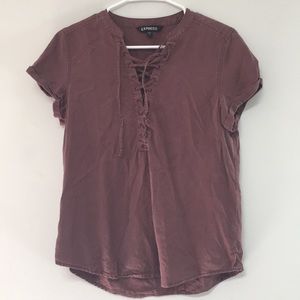 Express Shirt with criss cross tie neck detail